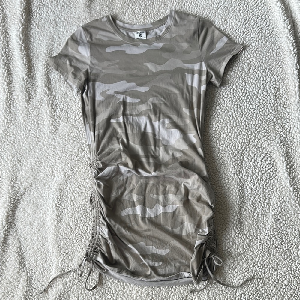 Victorias Secret PINK Tee Shirt Dress Grey Camo Size Medium